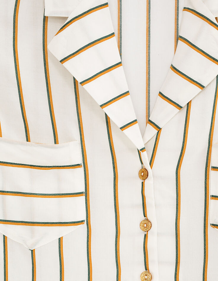 Robe blanc cassé à rayures verticales I.Code-3