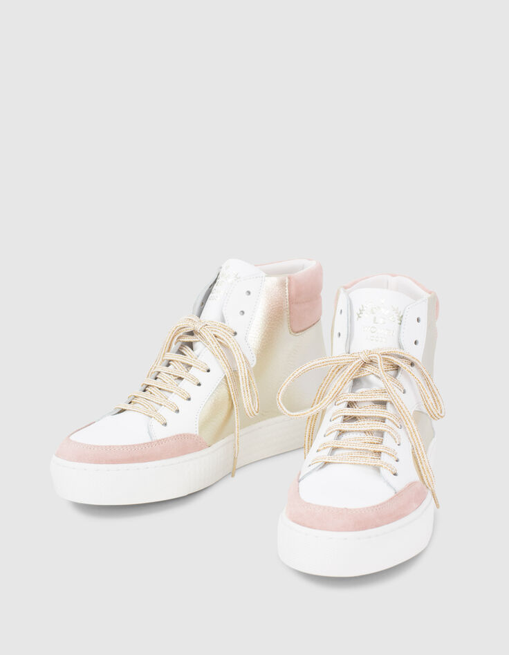 Baskets dorées, blanches et roses en cuir I.Code-6