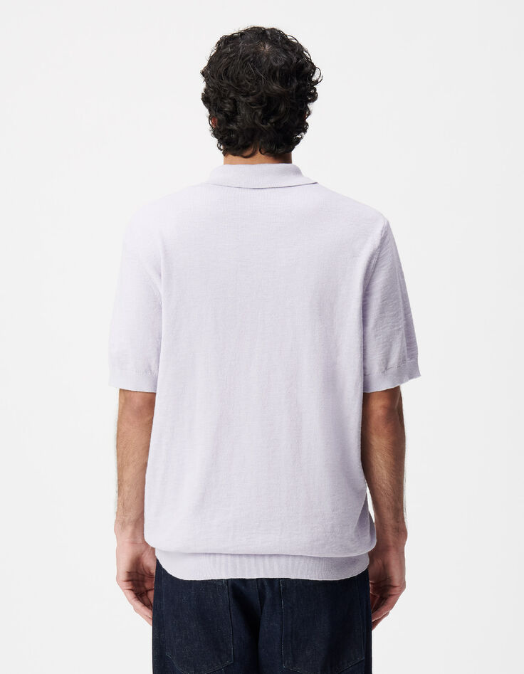 Herren Kurzarm-Poloshirt in fliederfarbenem Flammenstich-4