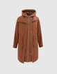Parka 2 en 1 caramelo con plumas sin mangas I.Code-3