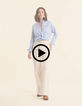Chemise bleue motif rayures broderie double cœur I.Code-8
