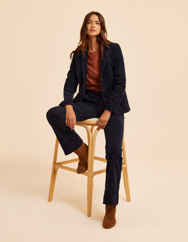 I.Code navy denim-look velvet suit jacket-8