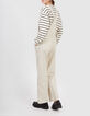Beige tuinbroek met fijne strepen I.Code-3