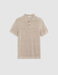 Beiges Herrenpoloshirt, Lochstrick-6