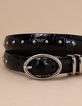 Fijne zwarte riem leer met croco-effect en studs I.Code-2