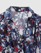 Marineblaues Recycling-Damenkleid mit Batikblumen-7