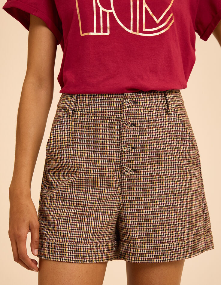Short beige motif pied-de-puce I.Code-4