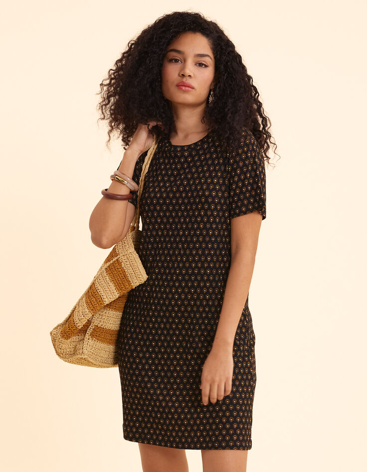 Robe noire imprimé floral cœur I.Code-3