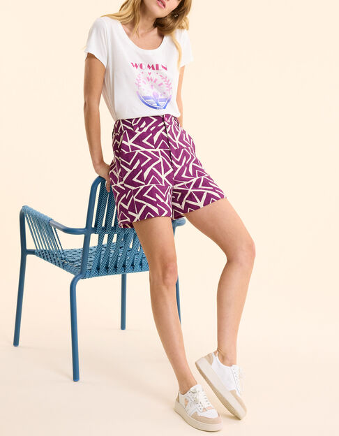 Jacquard-Shorts in Violett mit grafischem Muster von I.Code
