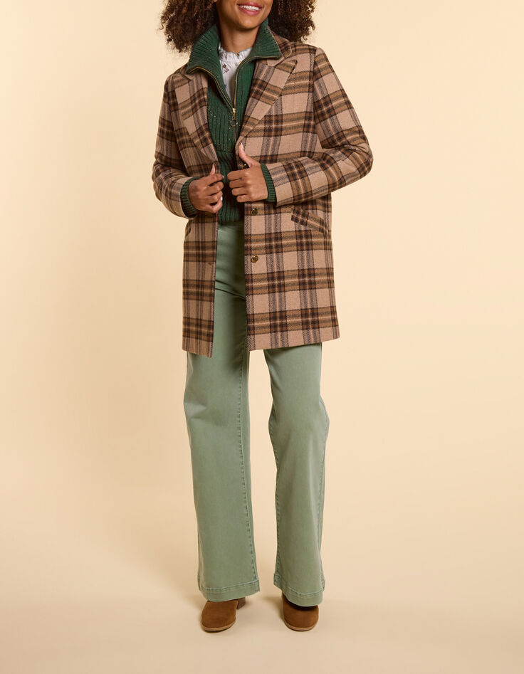 Manteau camel motif carreaux I.Code-1
