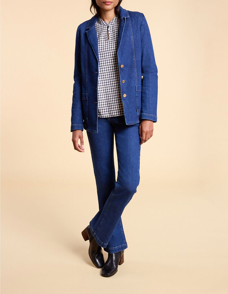Veste de costume en jean bleu authentique I.Code-6