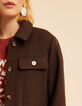 I.Code brown fur-lined woolcloth short coat-5
