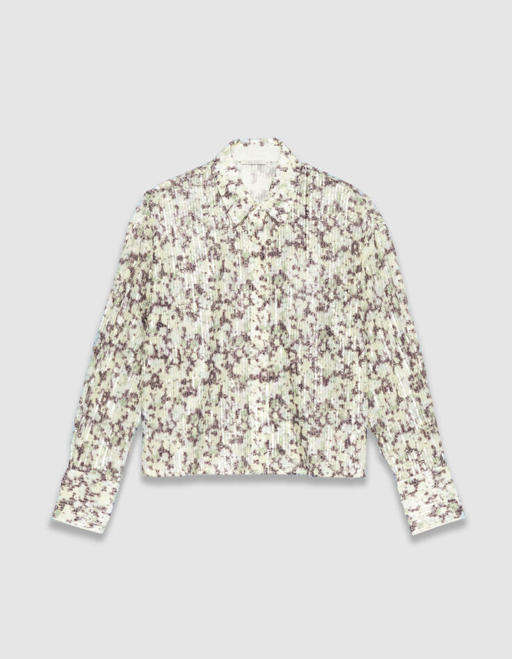 Gr&uuml;nes Damen Tarnmuster Shirt mit Stickerei aus Pailletten-7