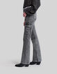 Ausgestellte schwarze Damen-Cargo-Jeans in Washed-Optik -5