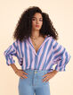 Chemise bleue motif rayures parme I.Code-3