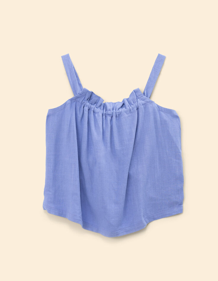 Blaues Top feine Träger Kragen zum Binden hinten I.Code-7