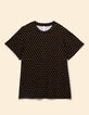 I.Code schwarz geblümtes Herz-T-Shirt-4