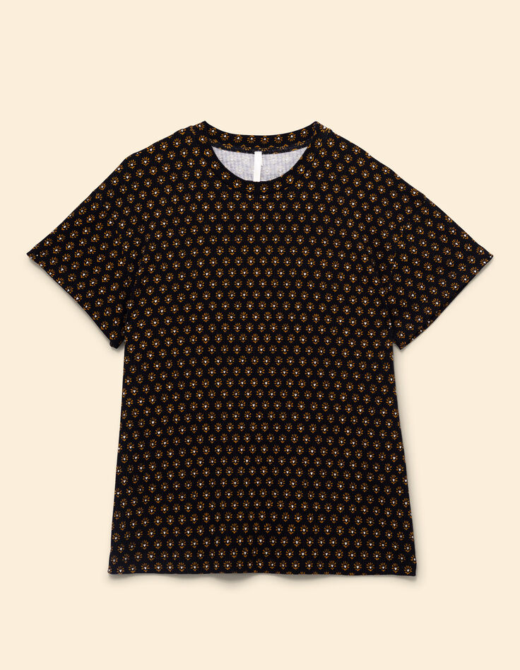 I.Code schwarz geblümtes Herz-T-Shirt-4