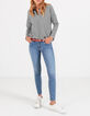 Navy blouse ecru strepen ritskraag I.Code-4