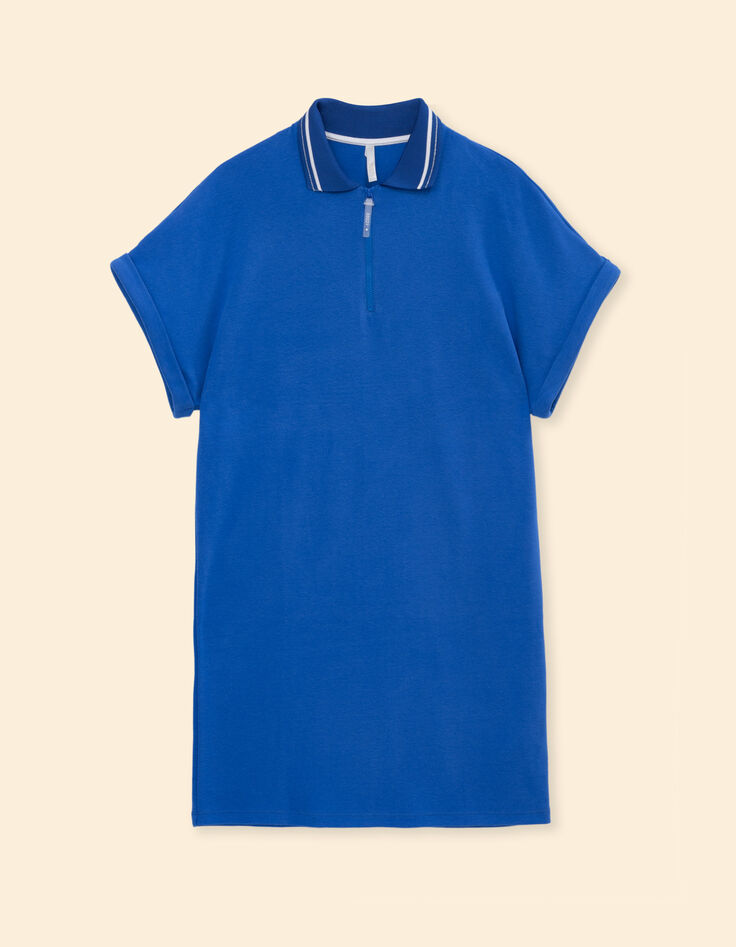 Blaues Kleid Polokragen Reißverschluss I.Code-7