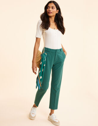 Zwarte broek met blauwe tennisstrepen I.Code