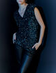 Blaues Damen-Top mit Pailletten wendbar-7