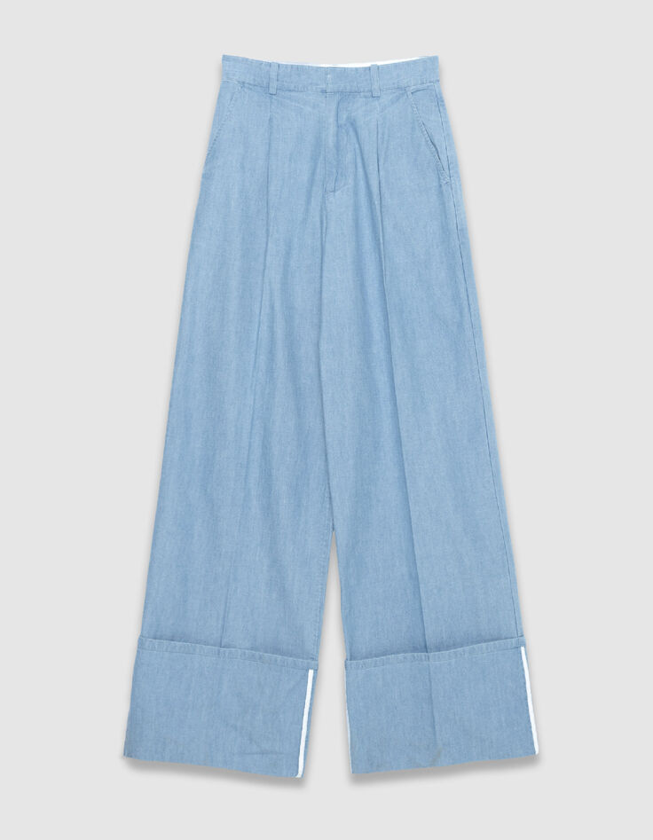 Blauer Hosenanzug aus Bio-Baumwolle f&uuml;r Damen mit breitem Revers-7