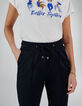 Pantalon de jogging marine à bandes blanches côtés I.Code-4