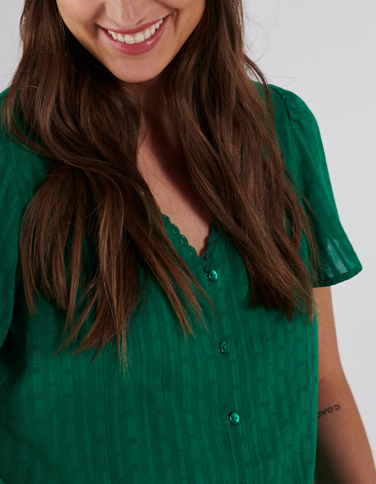 Top vert jacquard à motif rayures I.Code-1 Top vert jacquard à motif rayures I.Code-1