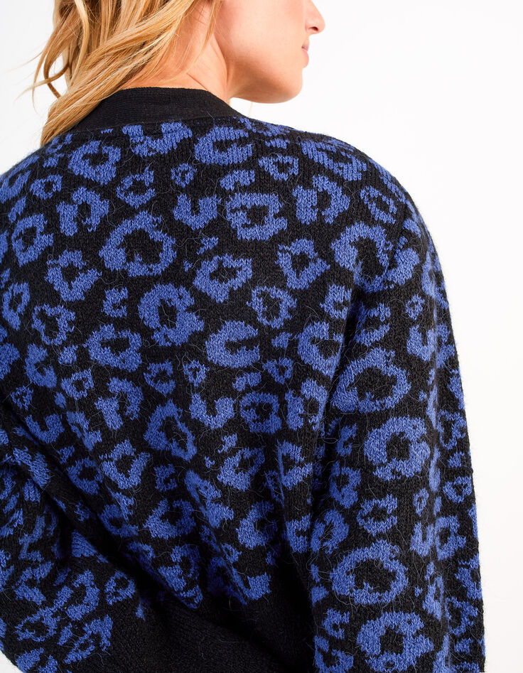 Cardigan noir tricot motif léopard I.Code-3