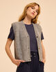 Cardigan sans manches gris tricot d&eacute;tails torsades I.Code-3