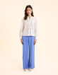 Off-white Bluse mit mehrfarbigen Blumen bestickt I.Code-7