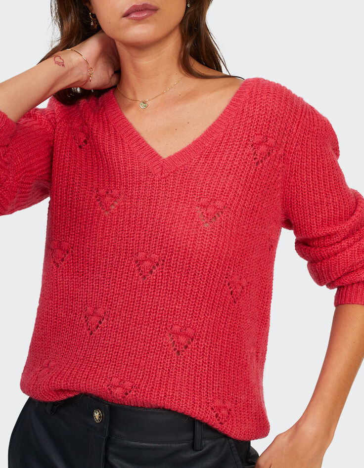 Pull flash pink en tricot avec points fantaisie I.Code -1