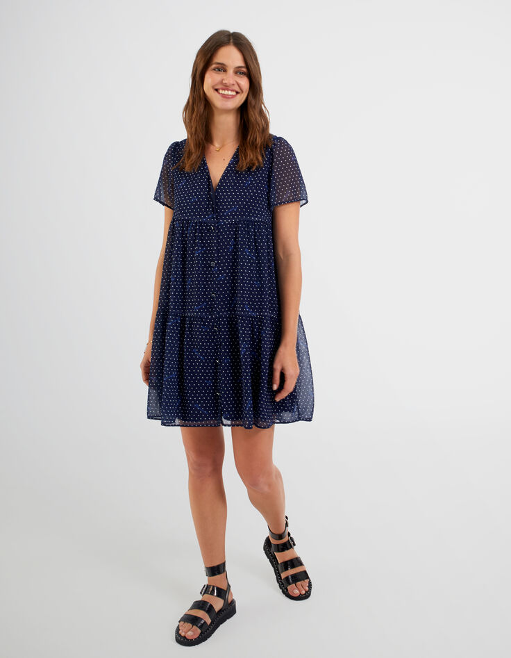 Robe indigo à imprimé petits cœurs I.Code-6