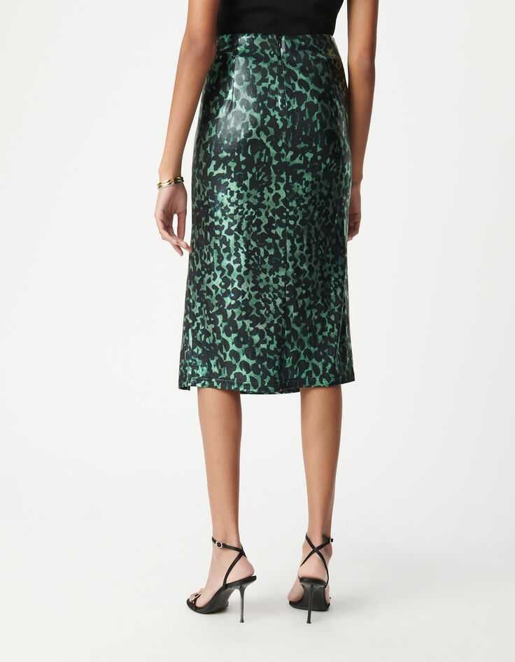 Gr&uuml;ner Rock mit Metallic-Camouflage-Print f&uuml;r Damen-3