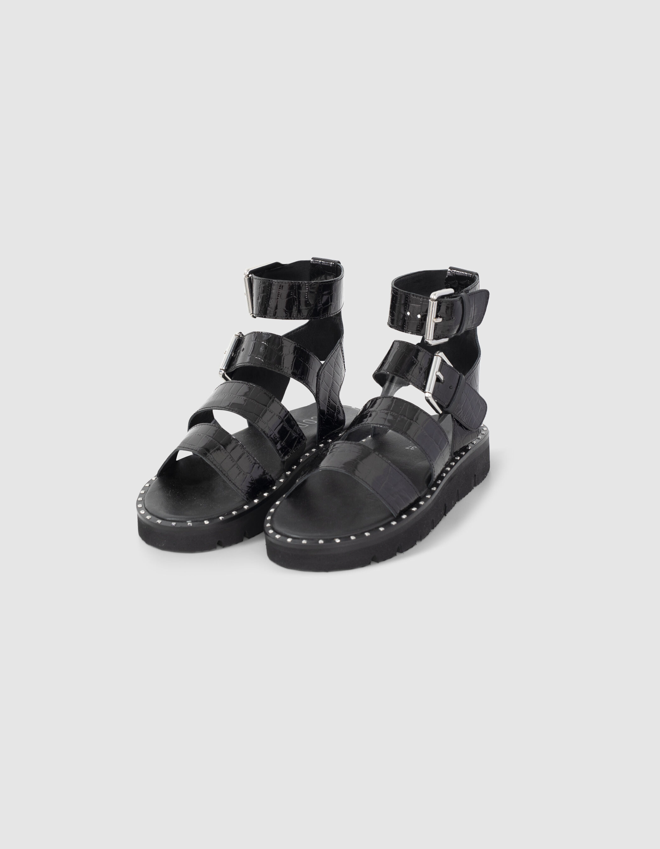 Cardi crocodile embossed leather sandal clearance