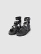 Sandales noires en cuir verni embossé croco I.Code-1