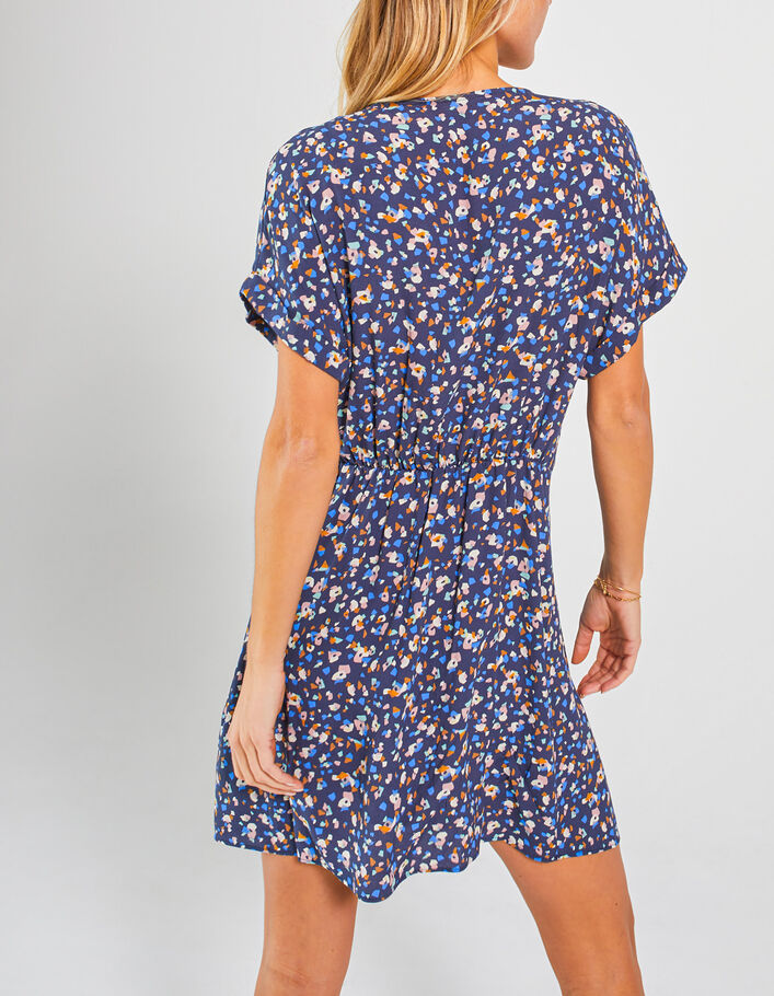 Marineblaues Kleid mit Fleckenprint I.Code - I.CODE
