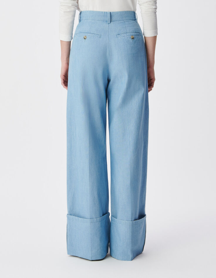 Blauer Hosenanzug aus Bio-Baumwolle f&uuml;r Damen mit breitem Revers-5