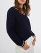 Pull marine tricot à capuche I.Code-1