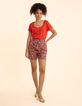 Rode short bloemenprint met ceintuur I.Code-3