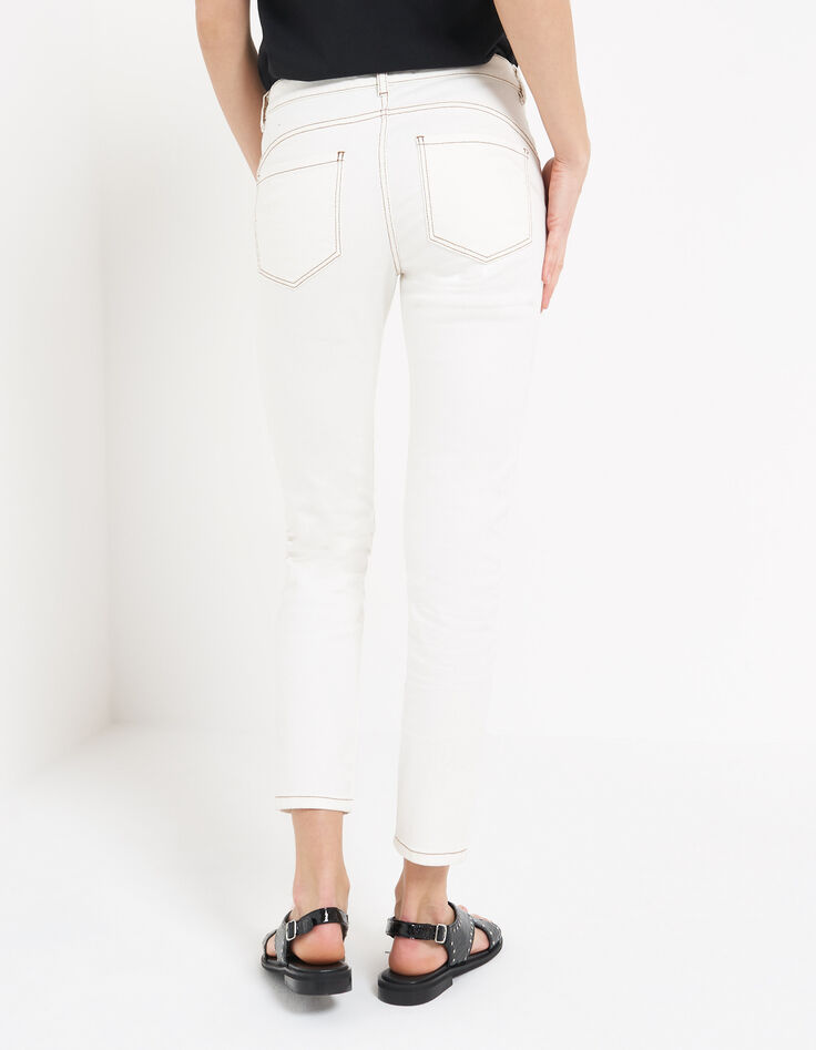 Jean slim blanc cassé surpiqûres ocre I.Code-1