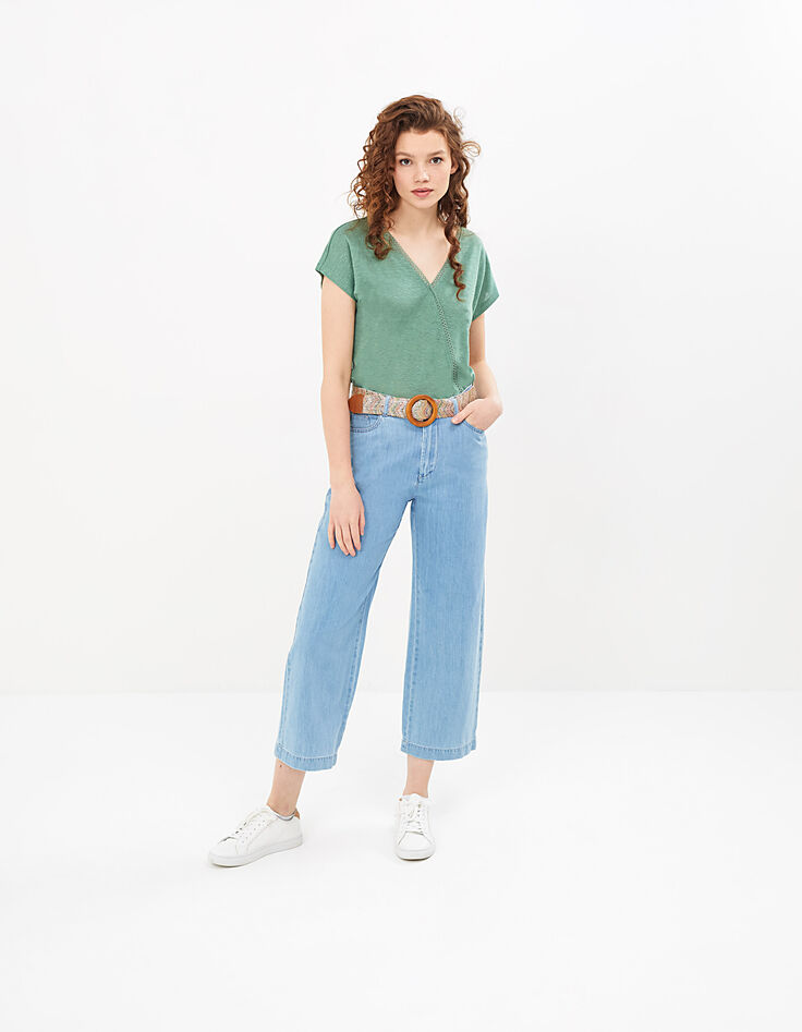 Tee-shirt amande en lin esprit cache-cœur I.Code-6 Tee-shirt amande en lin esprit cache-cœur I.Code-6