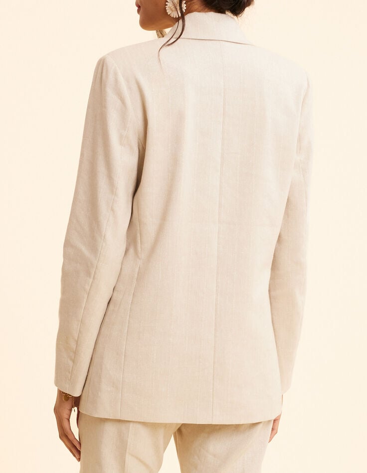 Veste de costume &eacute;cru lurex motif rayures I.Code-3