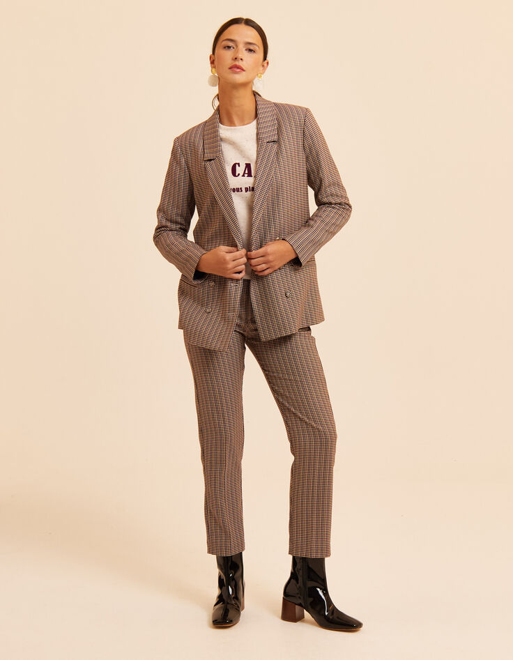 Veste de tailleur beige motif pied-de-puce I.Code-6 Veste de tailleur beige motif pied-de-puce I.Code-6