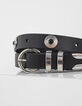 Schwarzer Ledergürtel mit Ziernieten I.Code-3