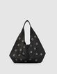 Schwarzes Leder Hobo Tasche maxi &Ouml;sen Design Gr&ouml;&szlig;e L Damen-1