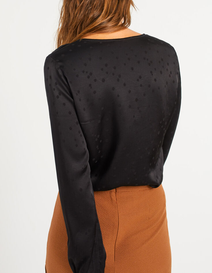 Blouse noire jacquard motif pois I.Code-3