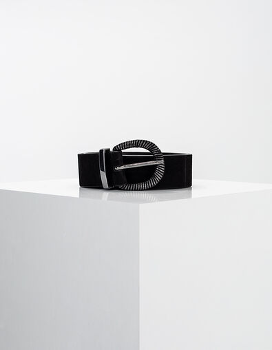 Ceinture noire large en cuir velours I.Code