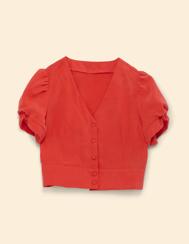 Top rouge cropped boutonné I.Code-7